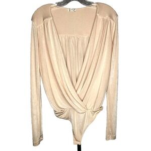 Intimately Free People Turnt Cream/Gold Faux Wrap Bodysuit size Small minimalist